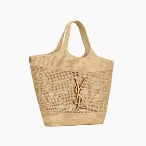 Saint Laurent Woven Tote Bag Raffia Woven Beach