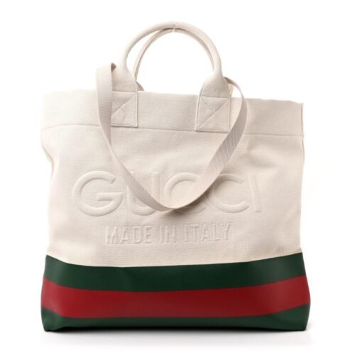 Gucci striped Logo Embossed Tote