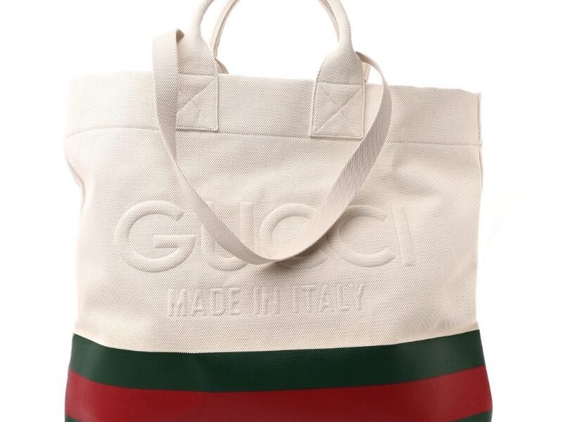 Gucci striped Logo Embossed Tote