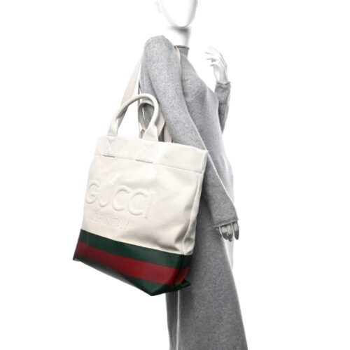 Gucci striped Logo Embossed Tote