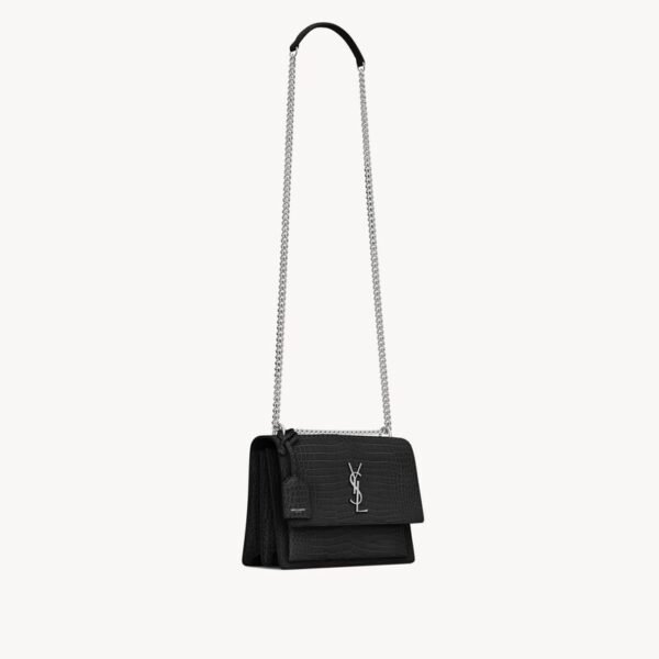 Saint Laurent Sunset croc-effect Leather Shoulder Bag