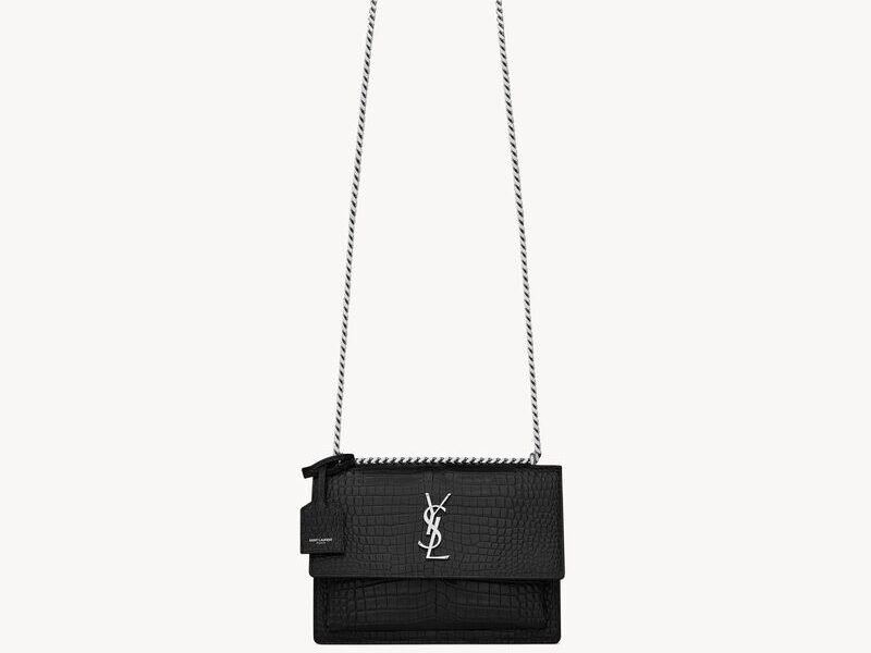 Saint Laurent Sunset croc-effect Leather Shoulder Bag