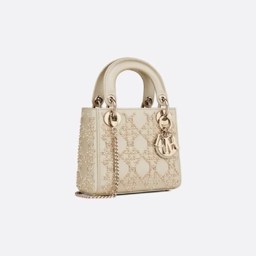 Dior Beige Beaded Embellished Leather Mini