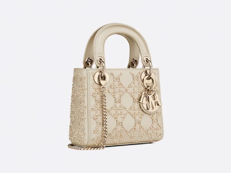 Dior Beige Beaded Embellished Leather Mini