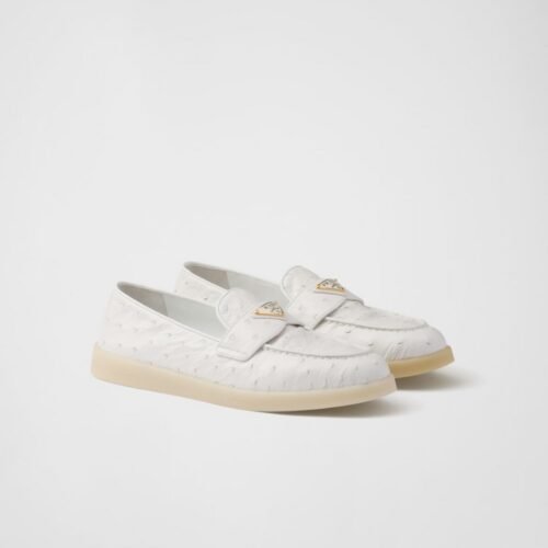 Prada White Ostrich Leather Loafers Prada White Ostrich Leather Loafers