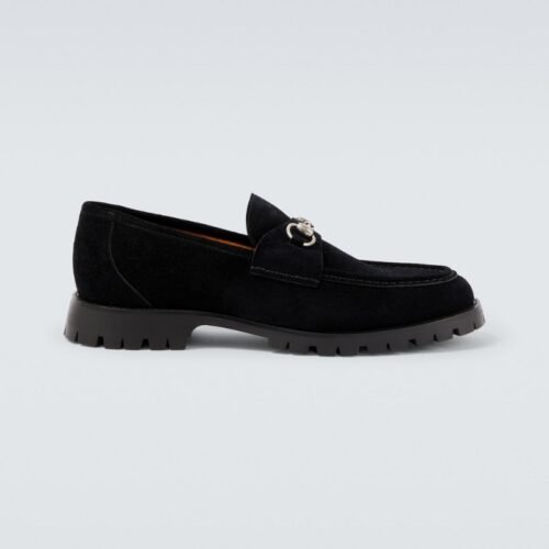 Gucci Horsebit Loafer in Suede with Signature Webstripe Detail Gucci Horsebit Loafer in Suede with Signature Webstripe Detail