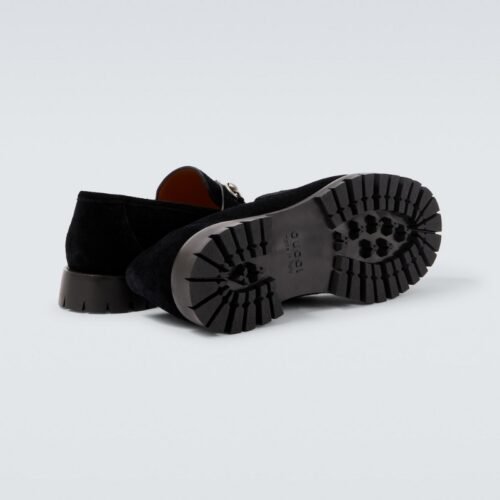 Gucci Horsebit Loafer in Suede with Signature Webstripe Detail Gucci Horsebit Loafer in Suede with Signature Webstripe Detail