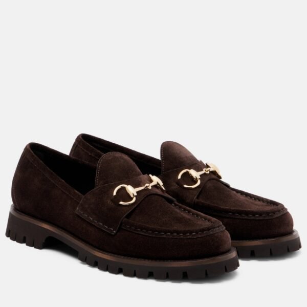 Gucci Horsebit Loafer in Suede with Signature Webstripe Detail Gucci Horsebit Loafer in Suede with Signature Webstripe Detail