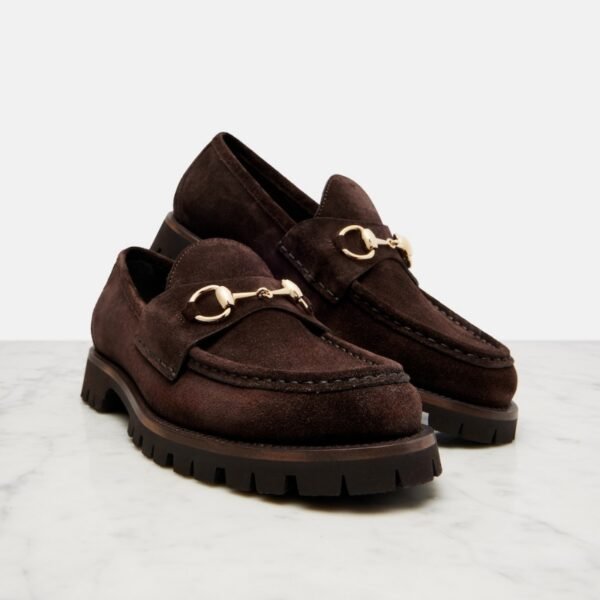 Gucci Horsebit Loafer in Suede with Signature Webstripe Detail Gucci Horsebit Loafer in Suede with Signature Webstripe Detail