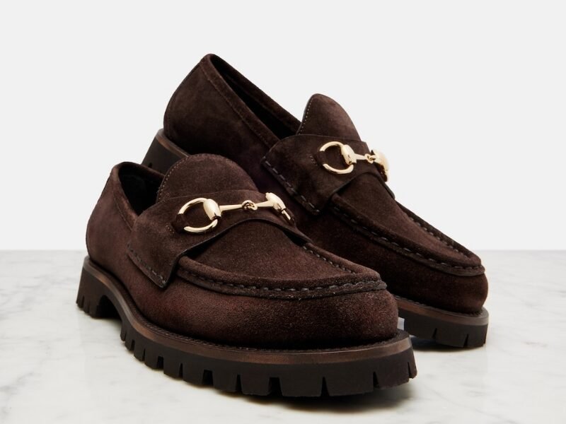 Gucci Horsebit Loafer in Suede with Signature Webstripe Detail